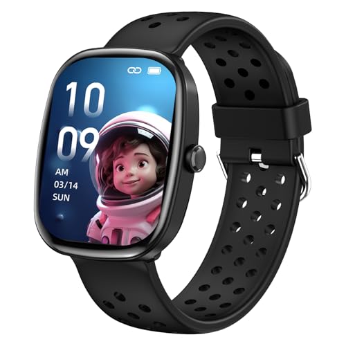 Kids Smart Watch for Boys Girls, Fitness Watch with Pedometer, 100 Sport Modes, IP67 Waterproof, Heart Rate Sleep Monitor, Puzzle Games, Alarm Clock, Kids Gifts for Boys Girls Teens 6+ (Black)