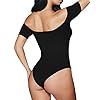 MANGOPOP-Womens-Off-Shoulder-Short-Sleeve-Long-Sleeve-Tops-T-Shirt-Bodysuit-Jumpsuit MANGOPOP Off The Shoulder Short Sleeve Bodysuit for Women