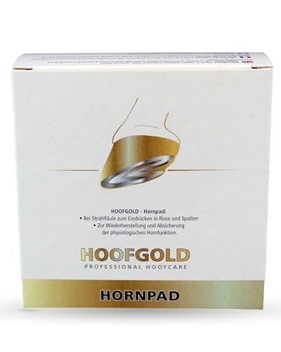 HOOFGOLD Hornpad pour chevaux – Soin radiant contre la pourriture des jets, à enfoncer dans le recoin du jet, contenu : 10 patchs