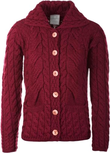 Ladies Buttoned Cabled Cardigan-L