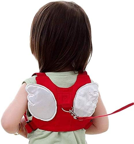 SNOWIE Soft ® Baby Safety Walking Harness; Child Toddler Anti-Lost Belt Harness Reins with Leash Kids Assistant Strap Angel Wings Travel Haress for 1-8 Years Boys and Girls (Red)