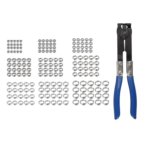 MYCENSE 180Pcs Single Ear Hose Clamp Assortment (9 Sizes 7mm-21mm) Ear Clamps Pincer for Cable Industrial Use Hose Water Pipe