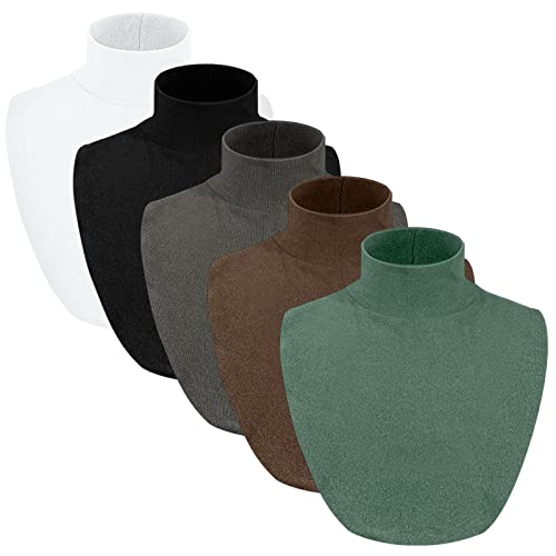 5 Pieces Fake Turtleneck Collars Detachable Dickey Collar Half Top Mock Blouse False High Warmer Turtle Necks for Women