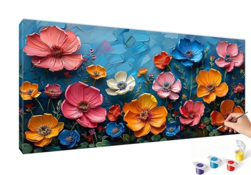 Pintar por numeros adultos 70x140cm crisantemo cuadros para pintar con pinceles y pigmento