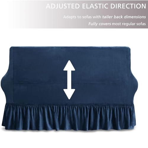 Housse de canapé extensible résistante à l'usure et flexible bleu 3 places