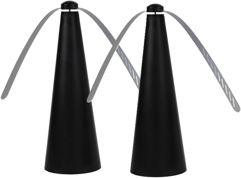 Elements Bug Repelling Fans, Set of 2 – Rechargeable Battery with Cable, Portable Tabletop Fans with Soft-Stop Blades – Keep Pests Away from Food – Black