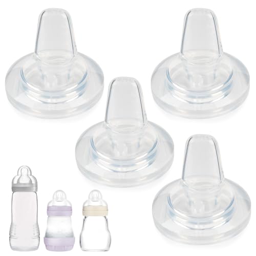Sippy Cup Nipples for MAM Easy Start Bottle,Easy Active Bottle and Glass Baby Bottles,Plastic Trainer Cup,Soft Silicone Nipples,Variable Flow Conversion Nipple,6+ Months,4 Count