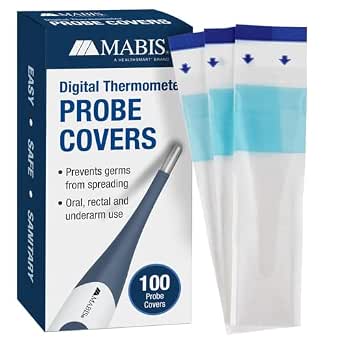 MABIS Disposable Probe Covers for Digital Thermometers, Box of 100