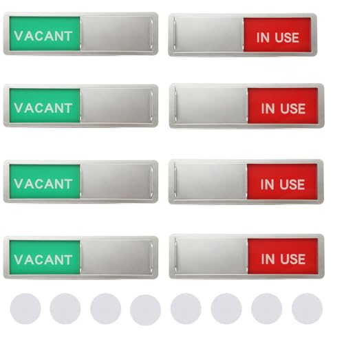 GBACHOOSE 4 Pack Vacant In Use Sliding Door Sign, Magnetic Slider Door Indicator Sign, Silver Privacy Do Not Disturb Sign, 7 x 2 In Restroom Sign Toilet Signs for Bathroom Home Office Conference Room