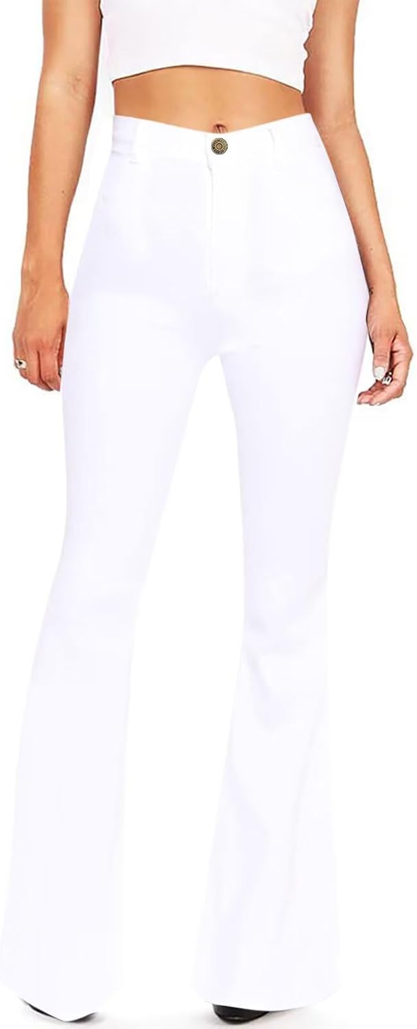 KDF Flare Jeans for Women Women’s Bootcut Bell Bottom Jeans High Waisted Stretch Slimming Bell Bottoms Jeans
