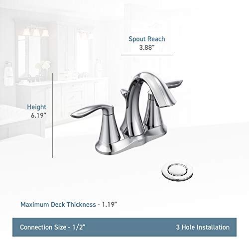 Moen 6410BN Eva Two-Handle Centerset Bathroom Faucet with Drain Assembly, Brushed Nickel