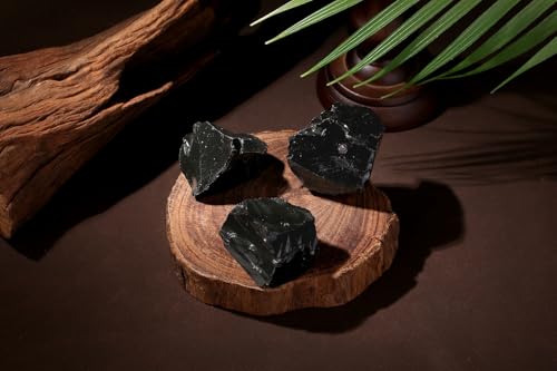 Image of 2Pcs Black Obsidian Crystals 1.8-2.2 inch Large Raw Stones Rocks