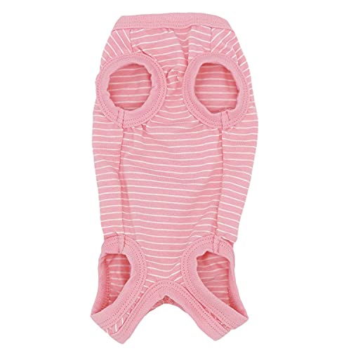 Lophipets Girl Dog Shirts Recovery Suit Pajamas For Pomeranian Shih Tzu Bichon Min Pin-Pink Strips/L #TOP4
