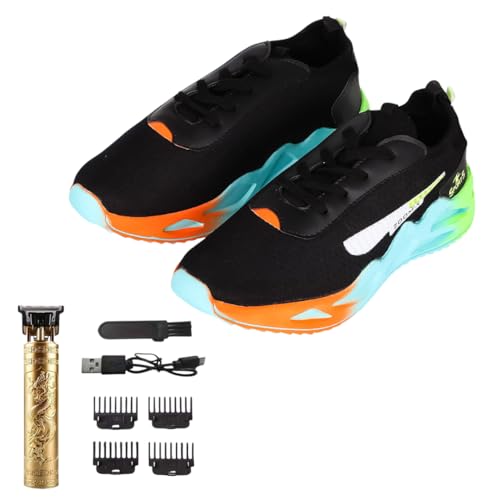 Image of Snatch Breathable Sports Shoes for Men | Lightweight PU Mesh Running & Walking Sneakers | Slip-Resistant Lace-Up Gym Shoes for Training, Gym Hair & Beard Trimmer Included