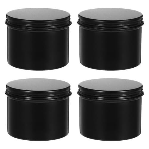 BETOOKY Lot de 4 Boîtes de Rangement en Aluminium 120 ML, Pots Ronds à Couvercle Vissé, Boîtes Rechargeables pour Bougies DIY et Conservation du Thé,...