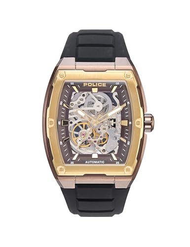 Image of Police Automatic Brown Rectangular Dial Men's Analog Watch | Stainless Steel Strap Material | Water Resistant Watch - PLPEWJL0072203