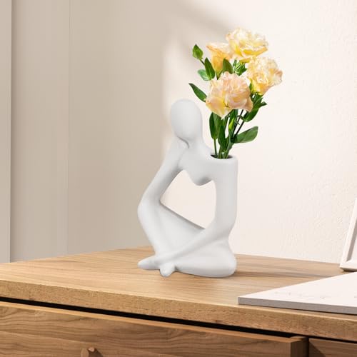 Vase en céramique blanc pour composition de fleurs séchées maison - 5