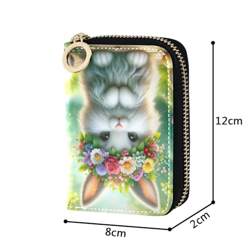 Colorful Bunny Rabbit Easter Women's Wallet Zip Around Credit Card Wallets RFID Blocking Leather Coin Change Purse with Zipper3