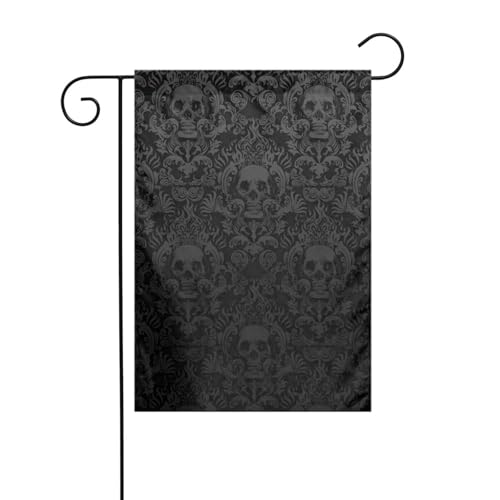 Papel pintado gótico con estampado de calavera, bandera vertical de doble cara de 12 x 18 pulgadas, bandera decorativa para interiores y exteriores, banderas de jardín