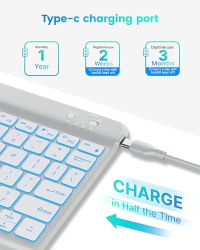 Image of typecase Folio Keyboard Case for iPad 10th Gen 10.9 inch (2022) and iPad 11th (A16, 2025), Magnetic Wireless Detachable Keyboard, 7-Color Backlight, Thin & Light, Pencil Holder - Gray