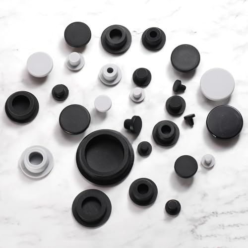 Image of uxcell 20 Pcs Hole Plugs, Heat Resistant Silicone Flush Type Fastener Hole Cover Plug for 24mm(15 /16 Inch) Hole, Round Snap Locking Tubing Plug Hole for Furniture Cabinet, Black