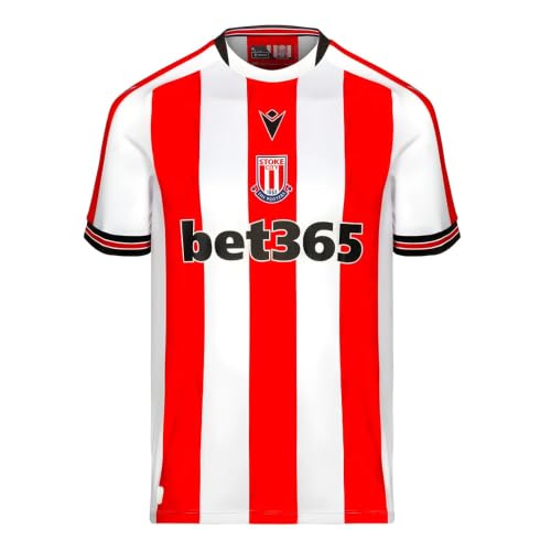 Image of Macron Stoke City 2024-2025 Home Shirt, XXL, Red and White Striped