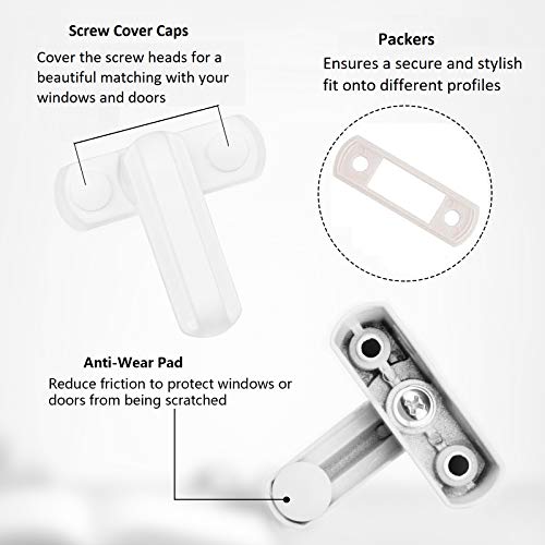 4 Pack Sash Jammer Blocker - Door & Window Lock Anti Theft - Additional Home Security for PVC/uPVC Windows and Doors - White - Image 4