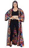 Women's Long Kimono Robe, 2 Deep Pockets with Matching Headwrap, African Trench Coat, Kente Cardigan Jacket Afrocentric