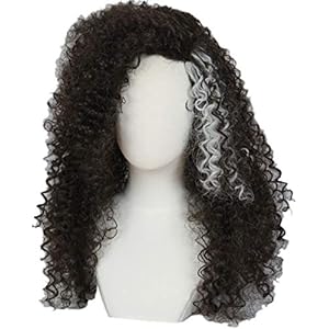 Linfairy Peluca larga afro rizada de Halloween Cosplay peluca para mujer