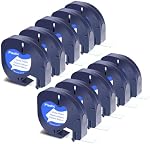 10Pack 91331 Replace for Dymo Label Maker Refills White Plastic LetraTag Tape 91331 (S0721610),12mm x 4m,Compatible with Dymo Letratag Refills Plus LT100H LT100T 200B QX50 XM XR 2000