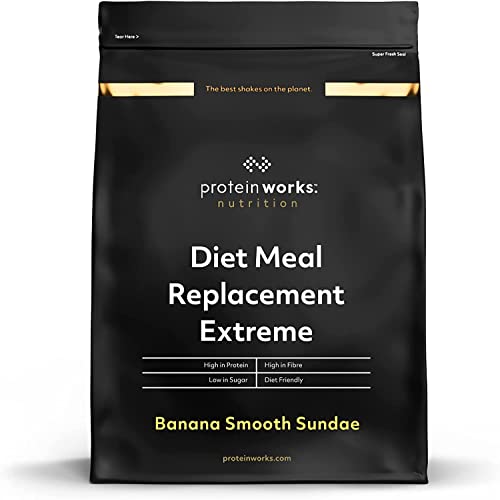 Protein Works - Diet Meal Replacement Extreme Shake, 200 Calorie Meal, High Protein Meal, Supports Weightloss, 8 Servings, Banana Smooth Sundae, 500g