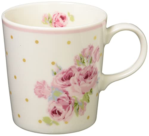 ローラアシュレイ 食器 花柄 マグカップ 約300ml 電子レンジ対応 ポルカドット クチュール ローズ ライン 日本製 LA51-11 ホワイト