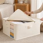 3Pack Canvas Storage Bags for Clothes & Comforters with Clear Window, Beige - Image 2