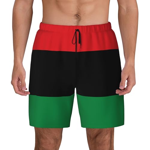 Mens Swim Trunks with Compression Liner Beach Board Shorts Quick Dry Swim Shorts -Pan African flag2