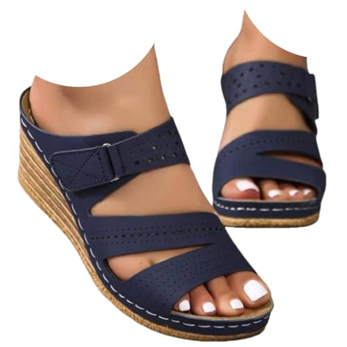 Sandale Orthopedique Plateforme Espadrille Pantoufles Compensées Bout Ouvert Pantoufles Plage Wedges Platform Slipper Bohemia Beach Sandals pour Plage...
