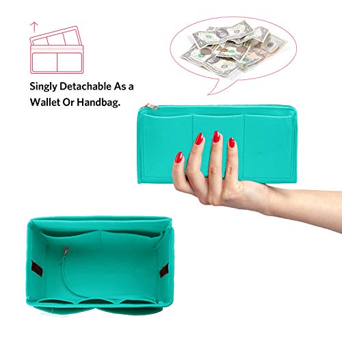 Ettp Purse Organizer Insert, Felt Tote Organizer Insert With Metal Zipper, Handbag Organizer For Speedy, Neverfull, Tote, Handbag, 7 Colors 5 Sizes (Medium Slender, Blue) #TOP2