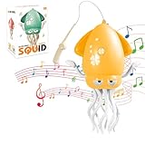 【1個セット】Sediven ダンシング イカおもちゃ 動く 電動おもちゃ 知育玩具 踊るタコ LEDライト＆音楽付き 子供向けロボット 子・犬・猫用 室内遊び障害物回避センサー搭載 SNSで話題 踊る シェイク ぬいぐるみ 飾り プレゼント （イエロー）