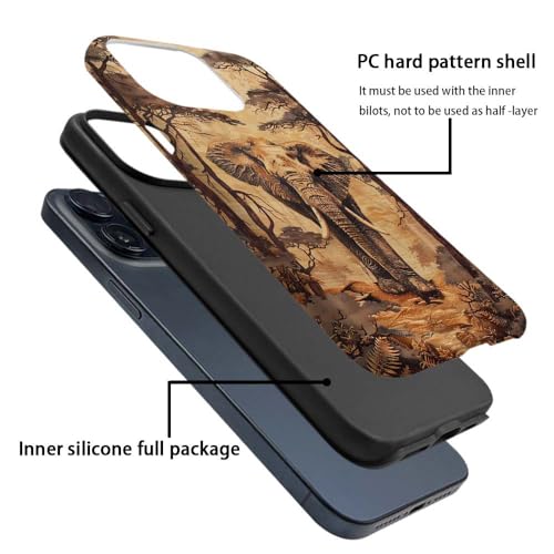 Coque iPhone 15 Pro Max DAIZAG en TPU souple motif éléphants et bois de 6,7 pouces