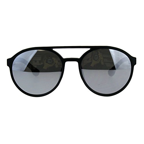 SA106 Mens Mirror Lens Side Visor Plastic Cafe Racer Round Sunglasses2