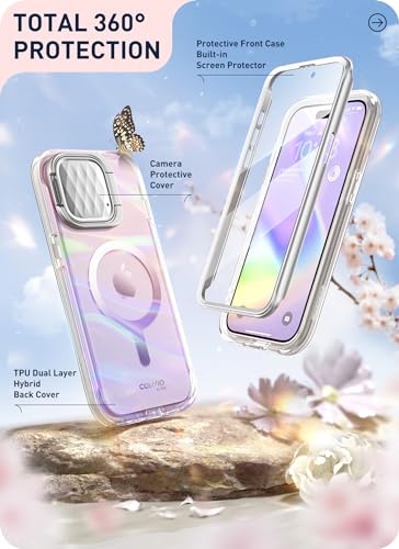Image of i-Blason Cosmo Mag for iPhone 15 Pro Max Case with Camera Cover Stand, [Compatible with MagSafe] Slim Stylish Full-Body Protective Case with Built-in Screen Protector (Wave)