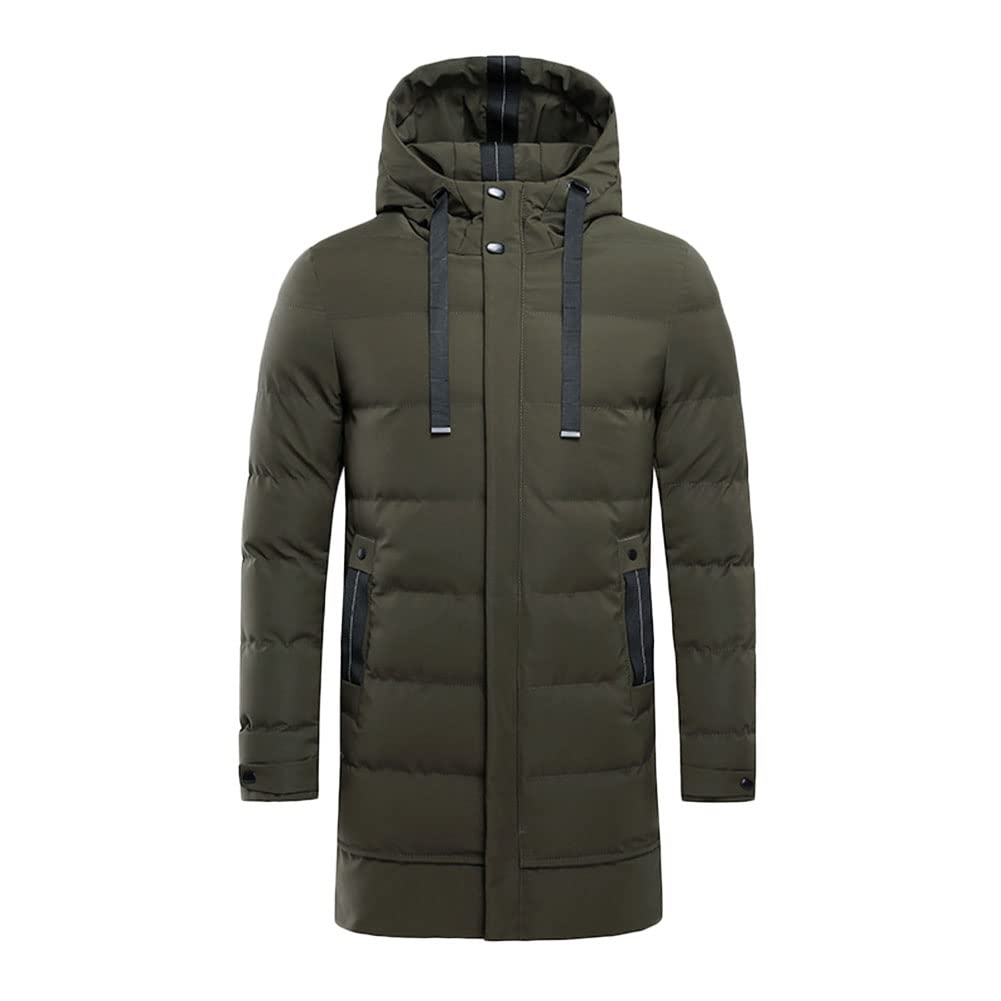 Chaqueta Larga Para Hombre - Plumífero Acolchado Con Capucha Chaqueta De Plumón De Invierno Grueso Cálido Abrigo De Manga Larga Con Cremallera