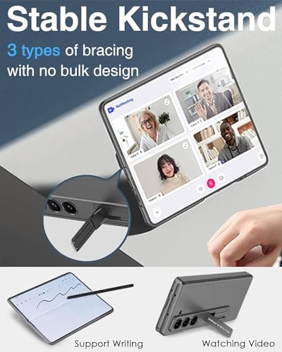 Image of Kapa Magnetic Hinge with Inbuilt Stand Case for Samsung Galaxy Z Fold 6 | Shockproof Stand Hybrid Bumper Back Cover (Grey)