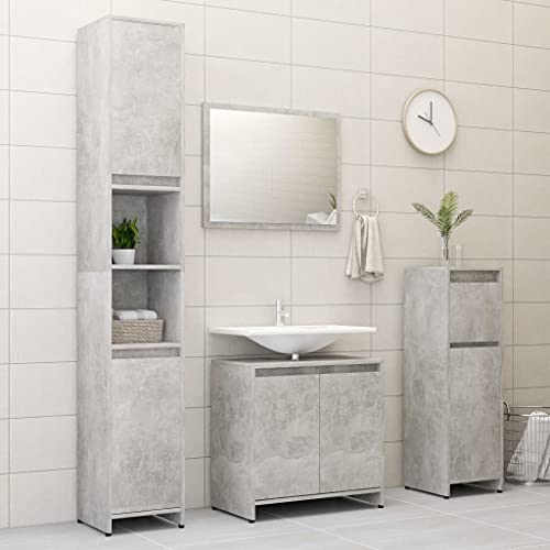 Juego de muebles de baño de 3 piezas para organizar aseos pequeños con madera gris 4