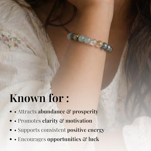 Image of Money Magnet Bracelet for Men & Women | Pyrite & Tiger Eye Crystal Band with Citrine, Aventurine Natural Stone Beads | Financial Growth, Confidence, Positive Energy & Stylish Daily Wear | bracelet for men and women