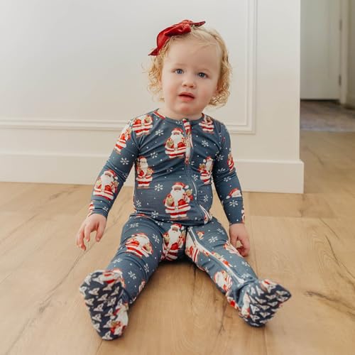 Image of Copper Pearl Zip-Up Footie Baby Pajamas - Soft Newborn Onesies for Boys & Girls, Tag-Free with Two-Way Zipper Baby Sleepers for Newborn - 24 Months, Santa Claus