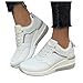 Wabkderpu Women's Platform Sneakers Hollow Out Breathable Non-Slip Sneakers Zipper Slip On Gym Sport Athletic Tennis Shoes Lightweight Comfortable Walking Shoes Fashion Sneaker White