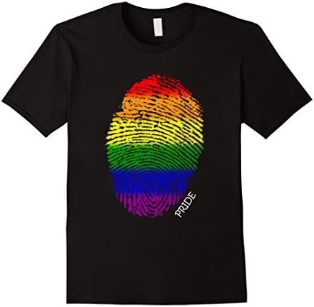 Men's LGBT Gay Pride Lesbian Emblem Fingerprint Rainbow T-Shirt 3XL Black