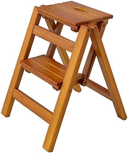 Taburete plegable multiusos ligero para el hogar, para cocina, acabado de nogal
