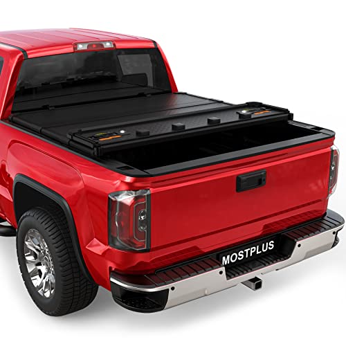 MOSTPLUS Quad Fold Hard Truck Bed Tonneau Cover Compatible with 2019 2020 2021 2022 2023 Chevy Chevrolet Silverado GMC Sierra 1500 5.8 FT Bed Fleetside--4 Fold Aluminum Bed-69.3 inch