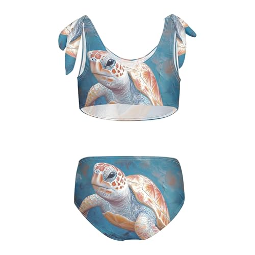 Pastel Color Sea Turtle Paint Girls Bikini Sets 2 Piece Swimsuits Bathing Suit Swimwear2